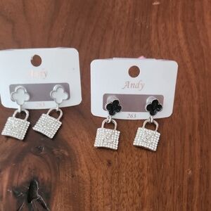 Fashion Jewelry Silver and Black Earrings